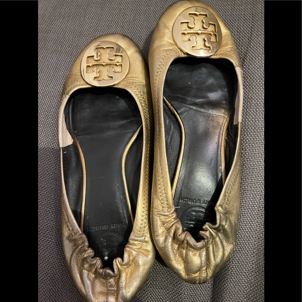 Gold Tory Burch Flats
